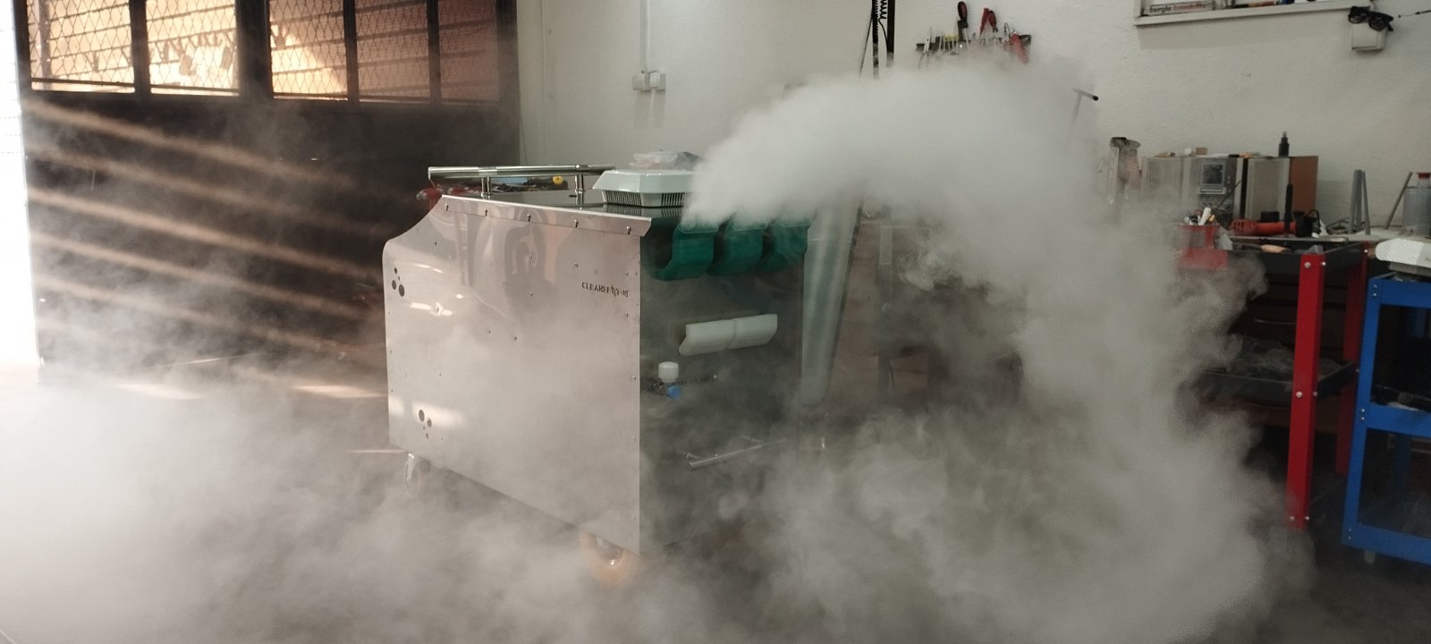 Industrial ultrasonic fogging system for hydrogen peroxide disinfection